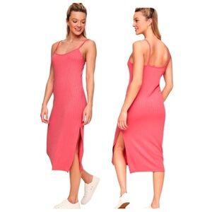 ADORE ME Sophie Pink Sunkist Coral Ribbed Slip Dress Sexy Bodycon Knit Size XL